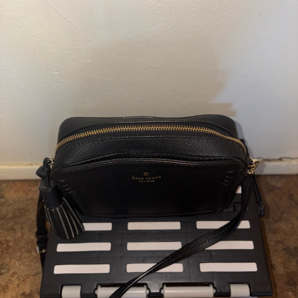 Kate Spade Black Pebbled Leather Camera Crossbody with Tassel - Picture 9 of 13